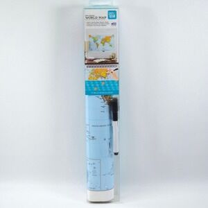 Dry Erase World Map Peel & Stick w/ Marker 17.5"x23.5" Home School Office New